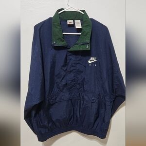 VTG 90s Nike Air Jacket Navy Green Mens Size Lg Windbreaker Kangaroo Pocket B10
